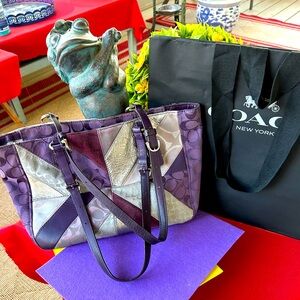 Coach Purple and Silver Shoulder Bag
